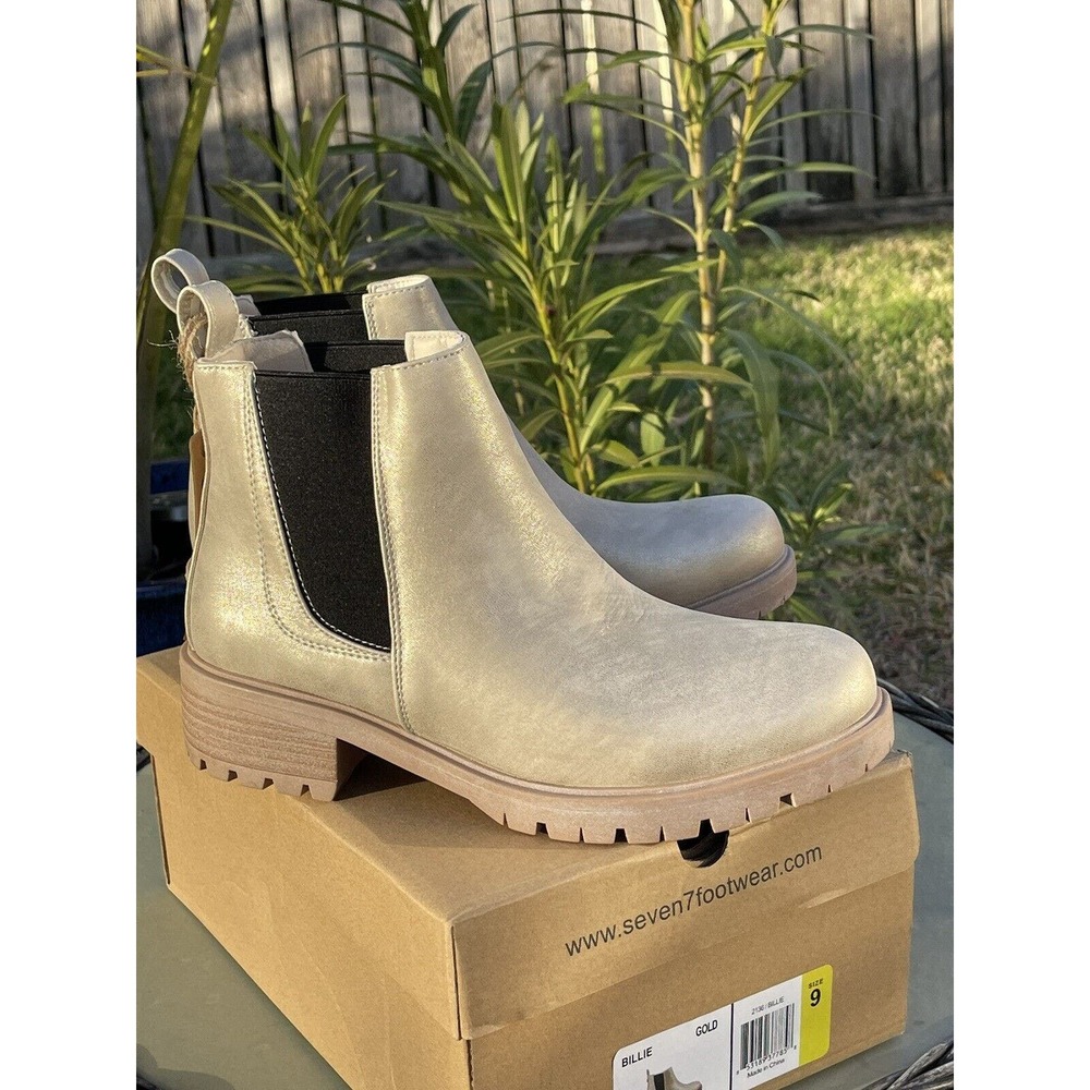 NEW!! seven7footwear, Billie Ankle Boot. Color: Gold. Size 9. With Box & Tag. - Picture 2 of 5